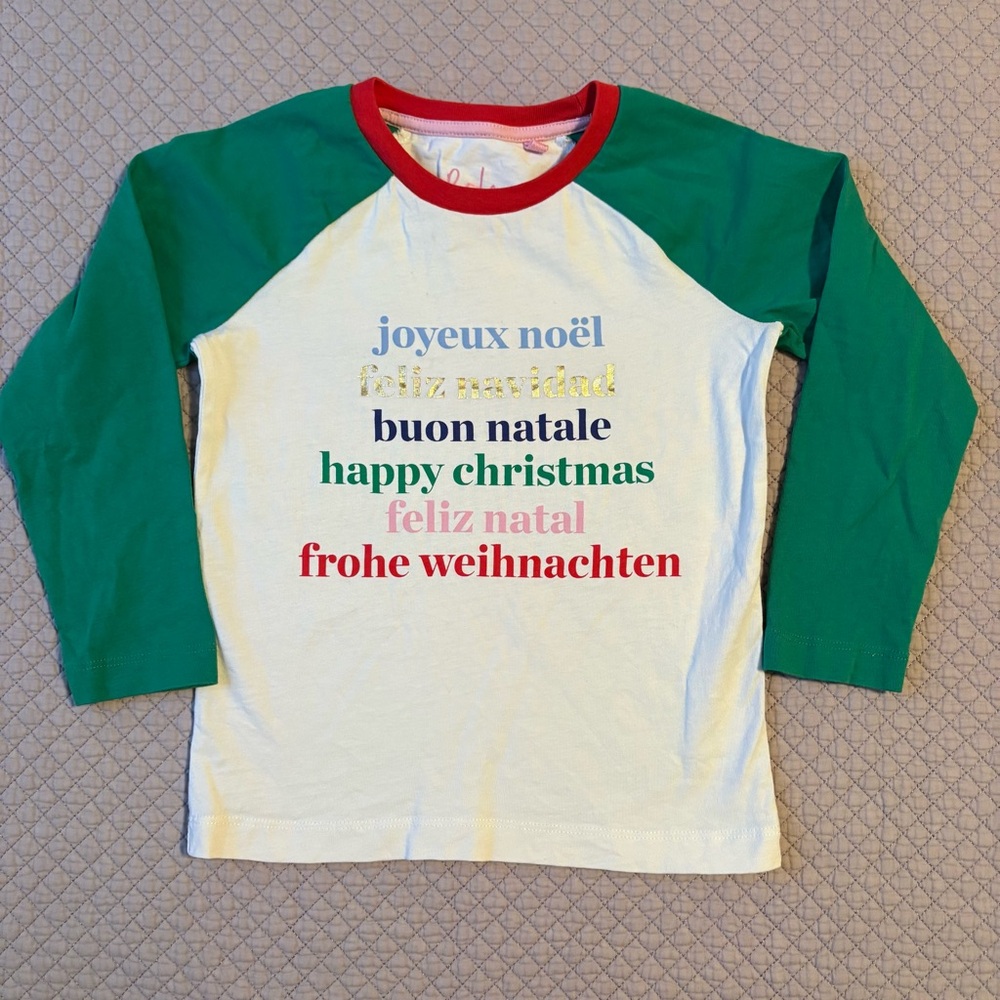Mini Boden Multilingual Holiday Long Sleeve Shirt